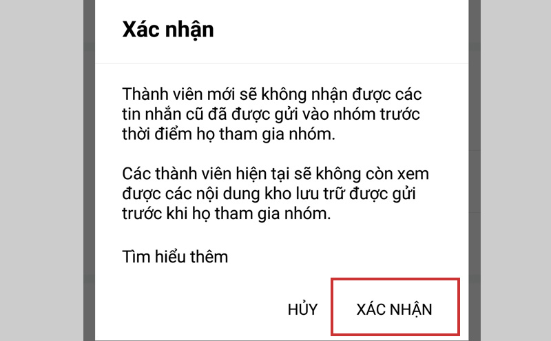 Bấm xác nhận bật/tắt tính năng